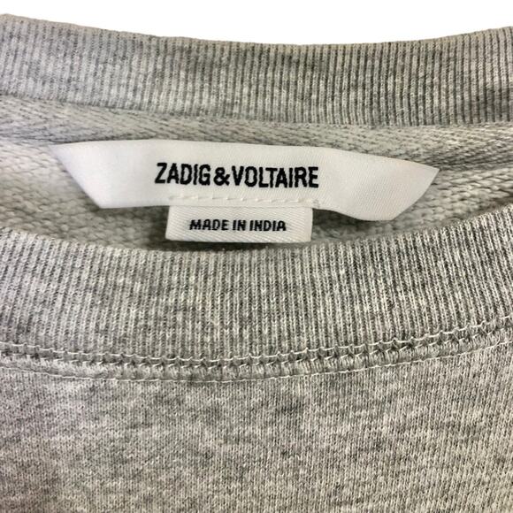 Zadig & Voltaire Love Embellished Cotton Sweatshirt Rhinestone Size Small - Picture 4 of 7